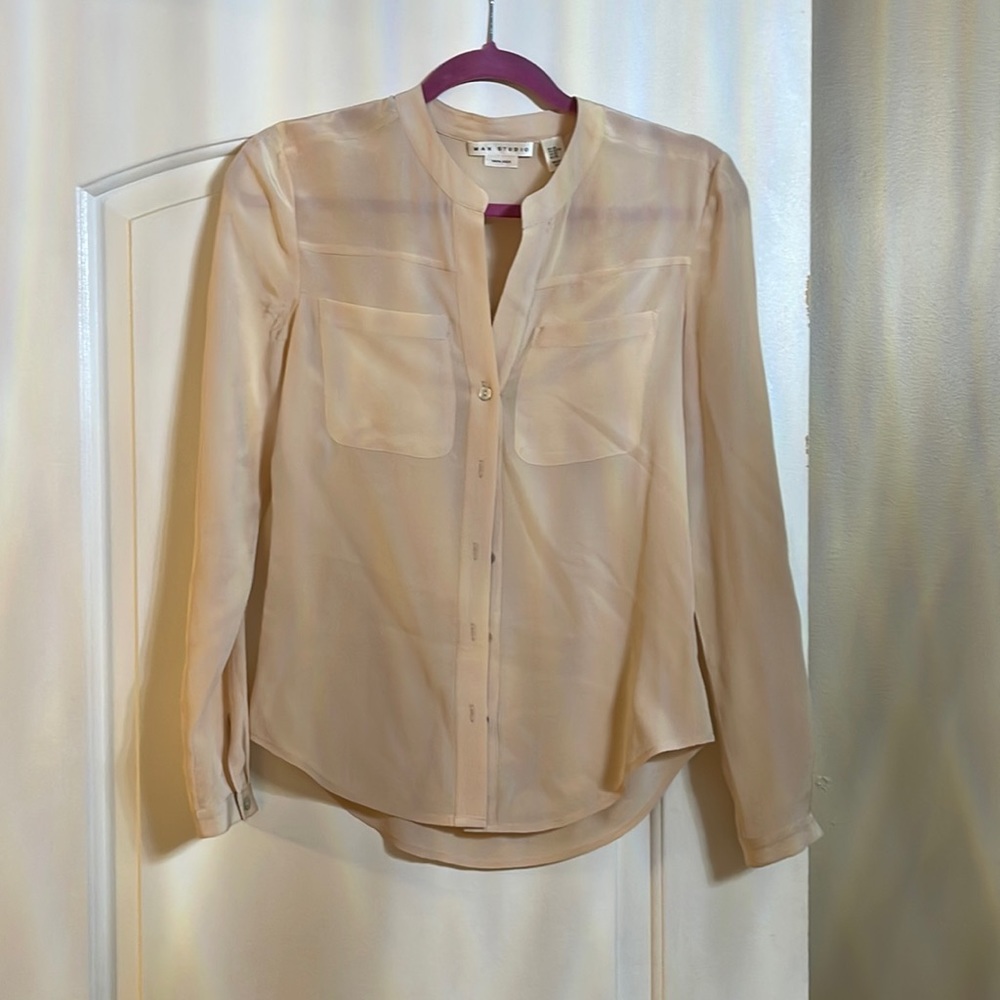 Ax studio sheer blouse button down